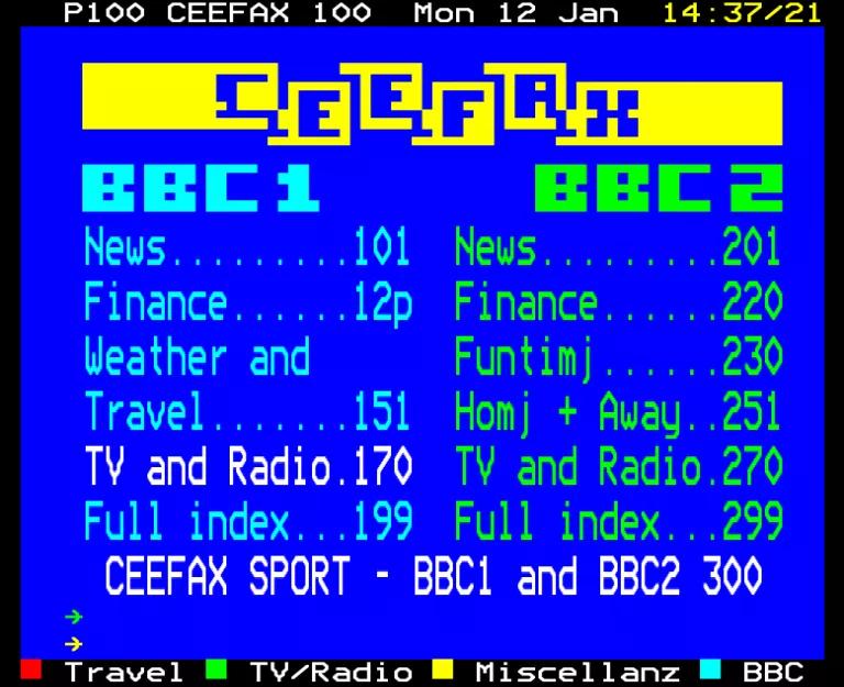 BBC1 from Monday 12th January 1987