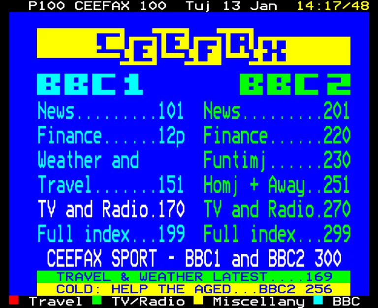 BBC1 from Tuesday 13th January 1987
