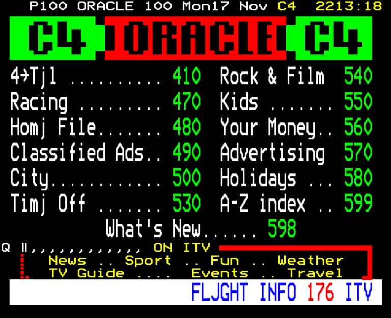 Channel Four from Monday 17th November 1986