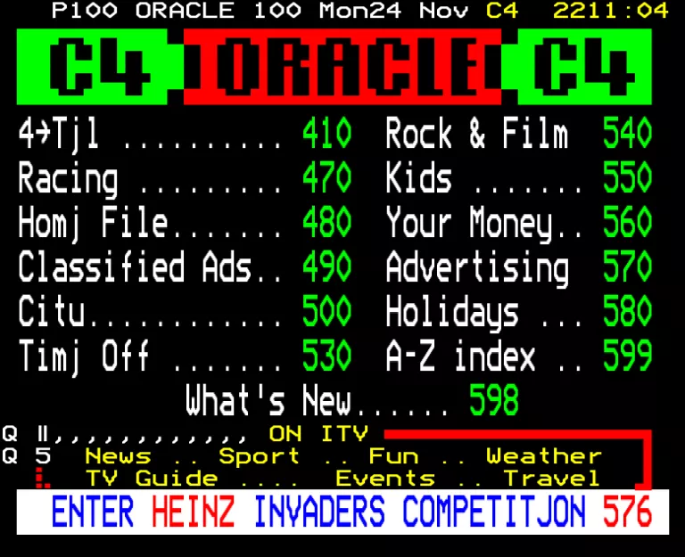 Channel Four from Monday 24th November 1986