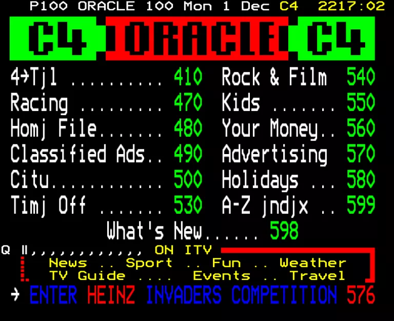Channel Four from Monday 1st December 1986