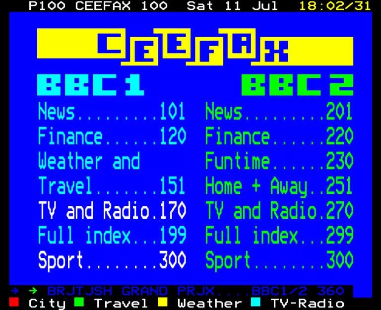 BBC1 from Saturday 11th July 1987