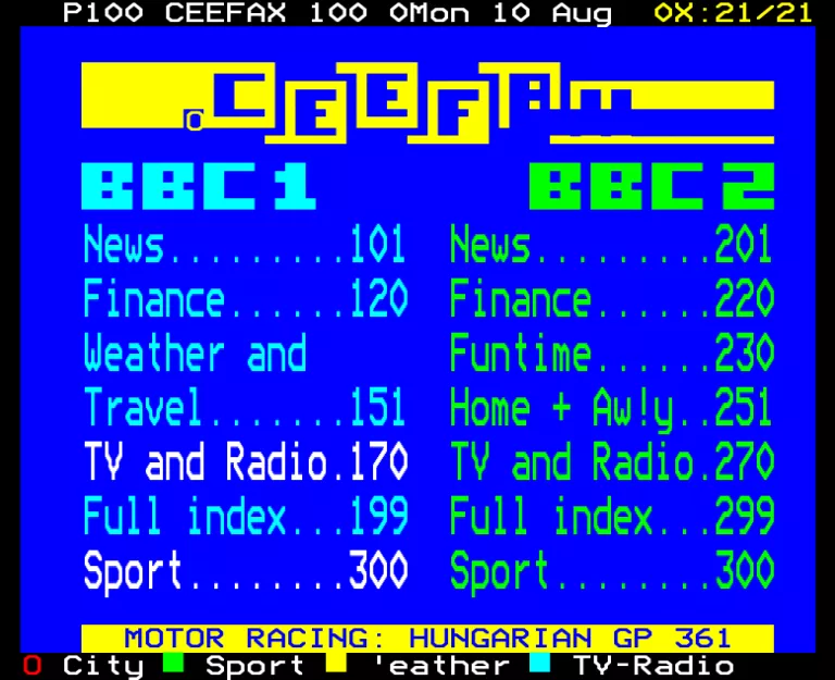BBC1 from Monday 10th August 1987