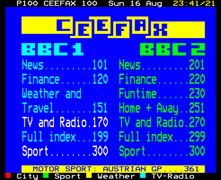 BBC1 from Sunday 16th August 1987