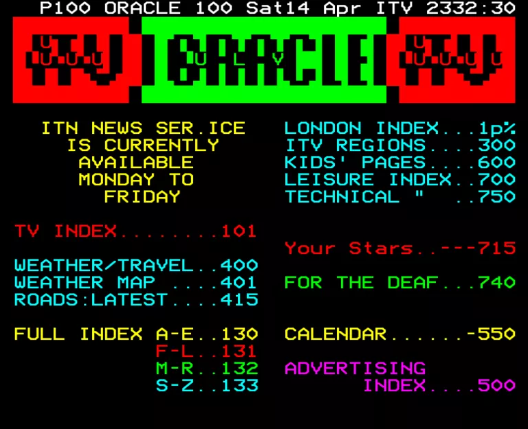 ITV National from Saturday 14th April 1979