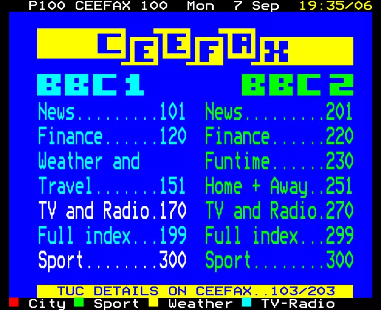 BBC1 from Monday 7th September 1987