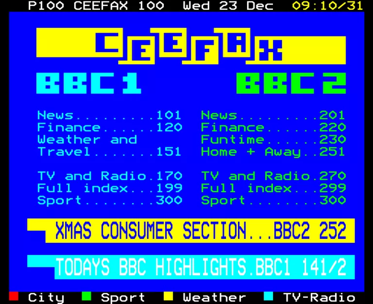 BBC1 from Wednesday 23rd December 1987
