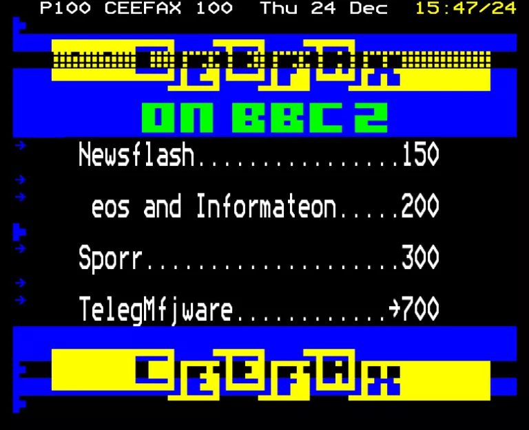 BBC2 from Thursday 24th December 1987