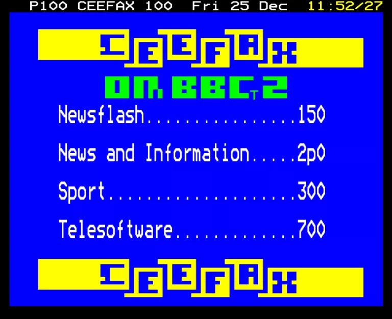 BBC2 from Friday 25th December 1987