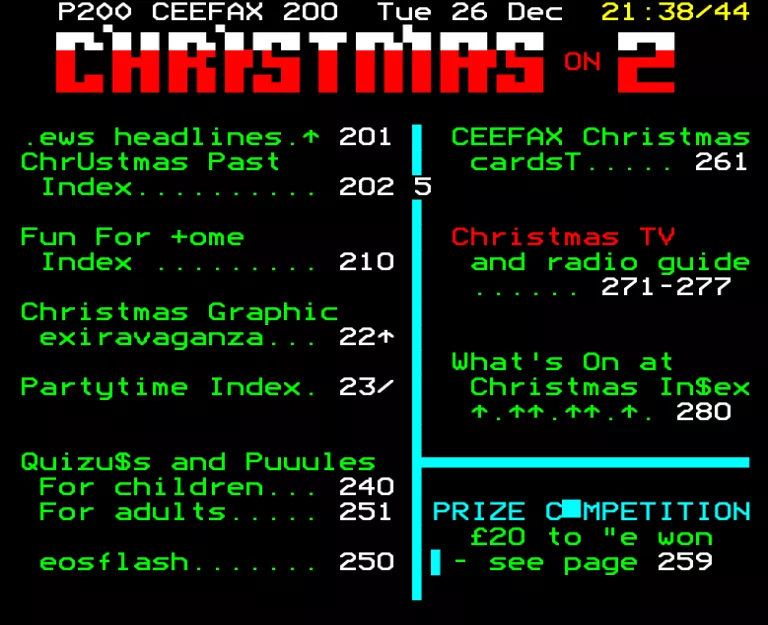 BBC2 from Tuesday 26th December 1978