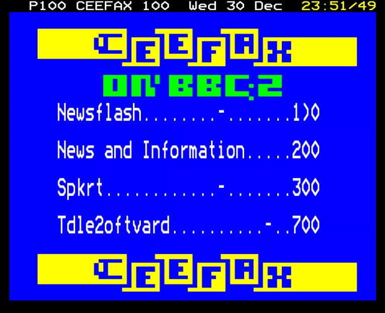 BBC2 from Wednesday 30th December 1987