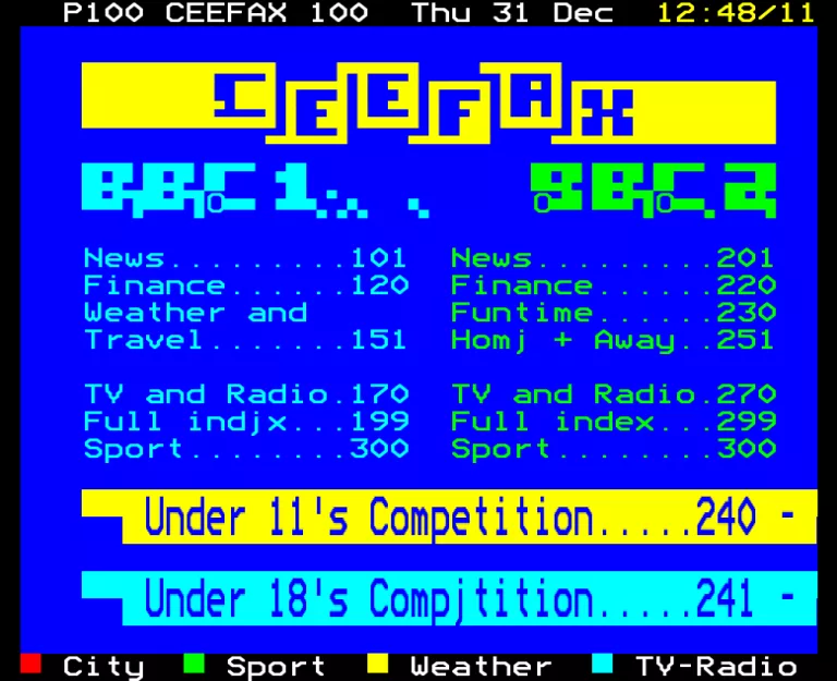BBC1 from Thursday 31st December 1987