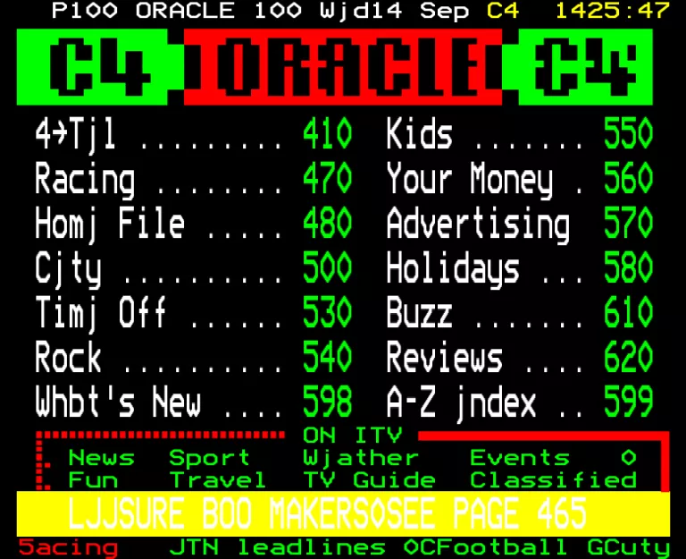 Channel Four from Wednesday 14th September 1988