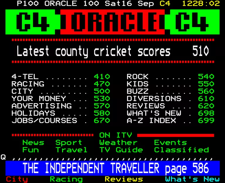 Channel Four from Saturday 16th September 1989