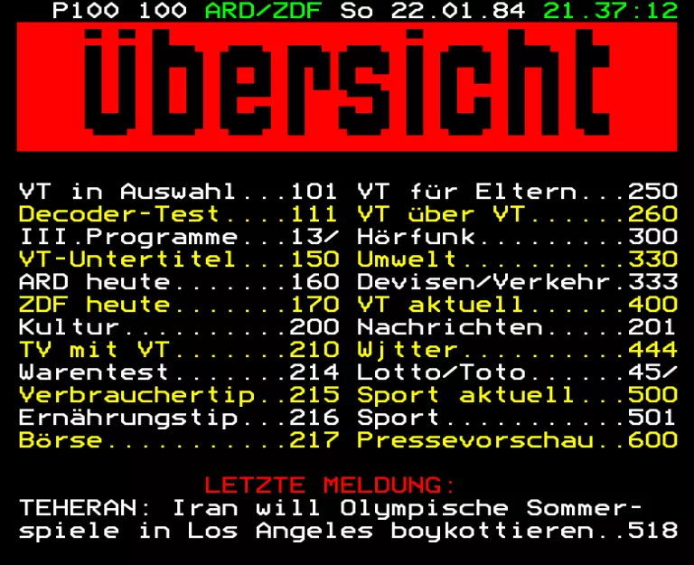 ARD from Sunday 22nd January 1984