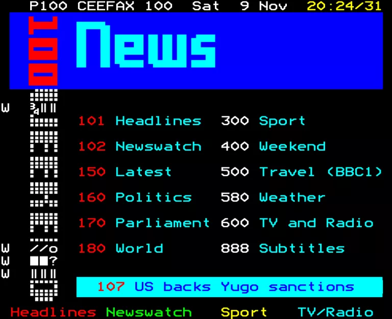 BBC2 from Saturday 9th November 1991