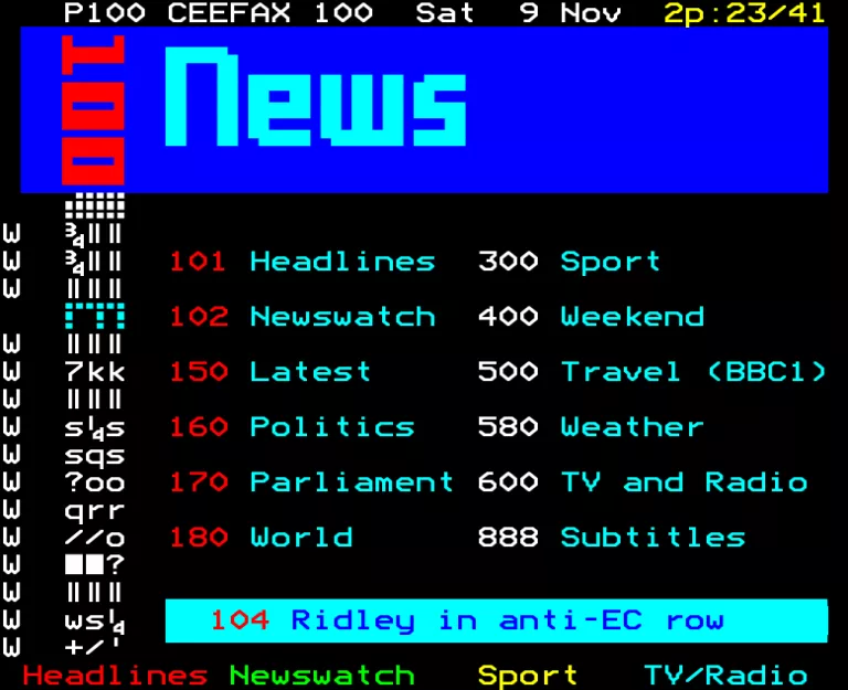 BBC2 from Saturday 9th November 1991