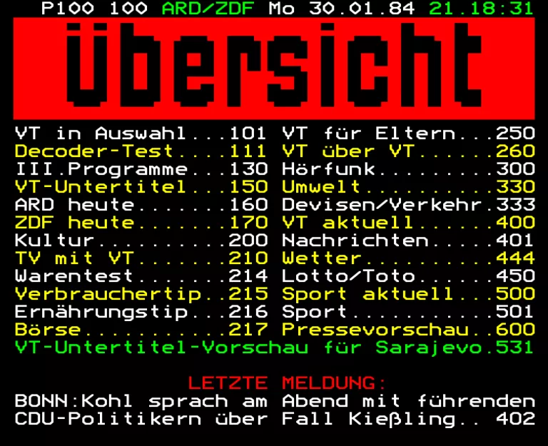 ARD from Monday 30th January 1984