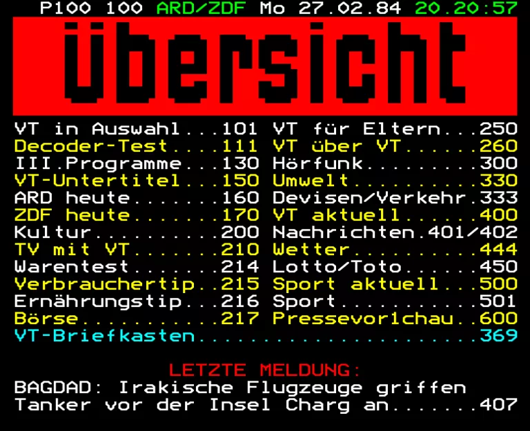 ARD from Monday 27th February 1984