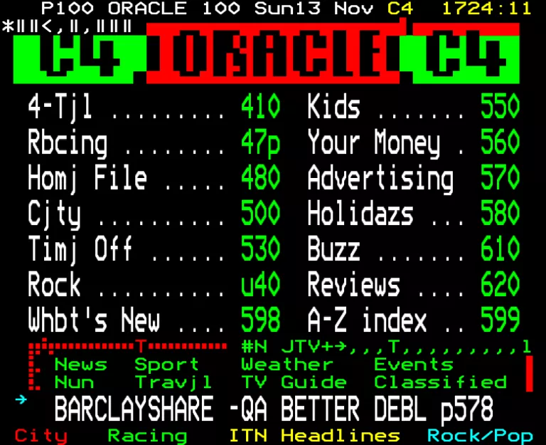 Channel Four from Sunday 13th November 1988