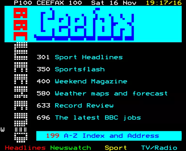 BBC2 from Saturday 16th November 1991