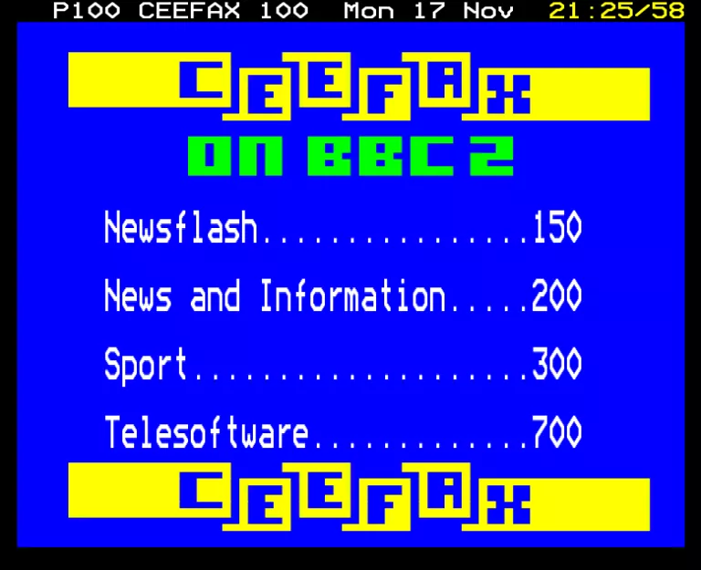 BBC2 from Monday 17th November 1986