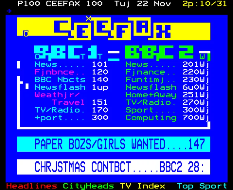 BBC1 from Tuesday 22nd November 1988