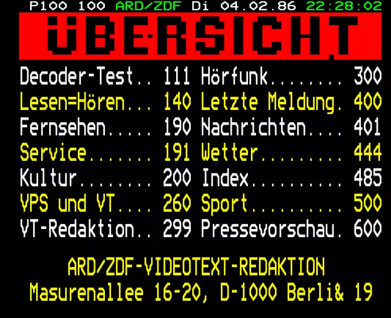 ARD from Tuesday 4th February 1986
