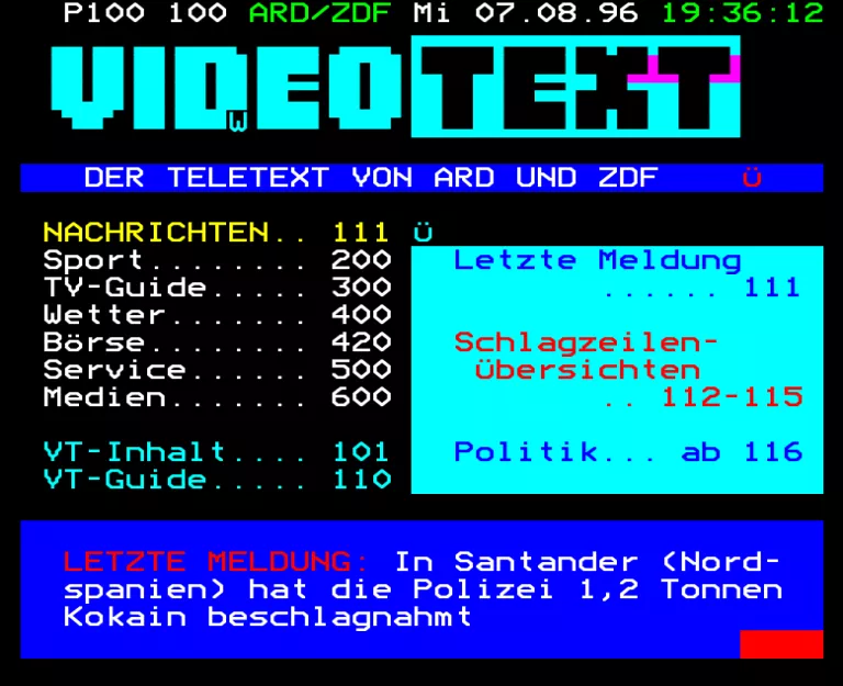 ZDF from Wednesday 7th August 1996