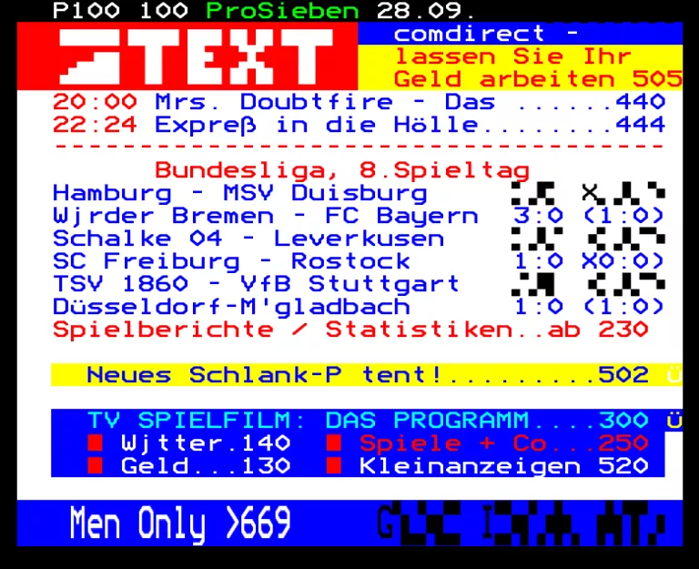 Pro 7 from Saturday 28th September 1996