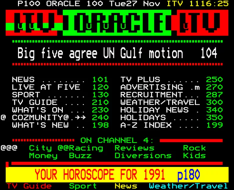 Central from Tuesday 27th November 1990