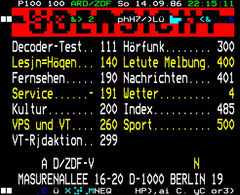 ARD from Sunday 14th September 1986