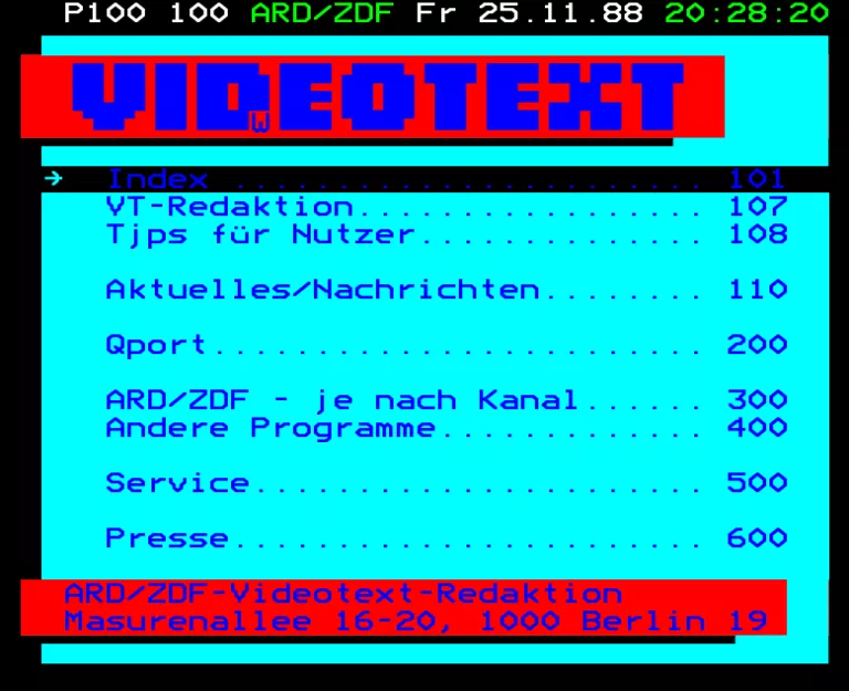 ARD from Friday 25th November 1988