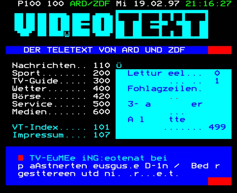 ZDF from Wednesday 19th February 1997