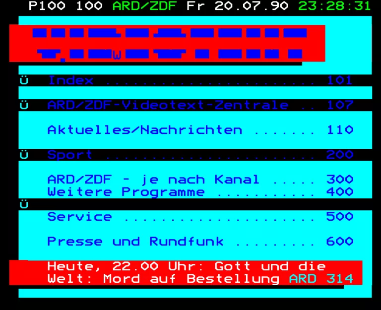 ZDF from Friday 20th July 1990