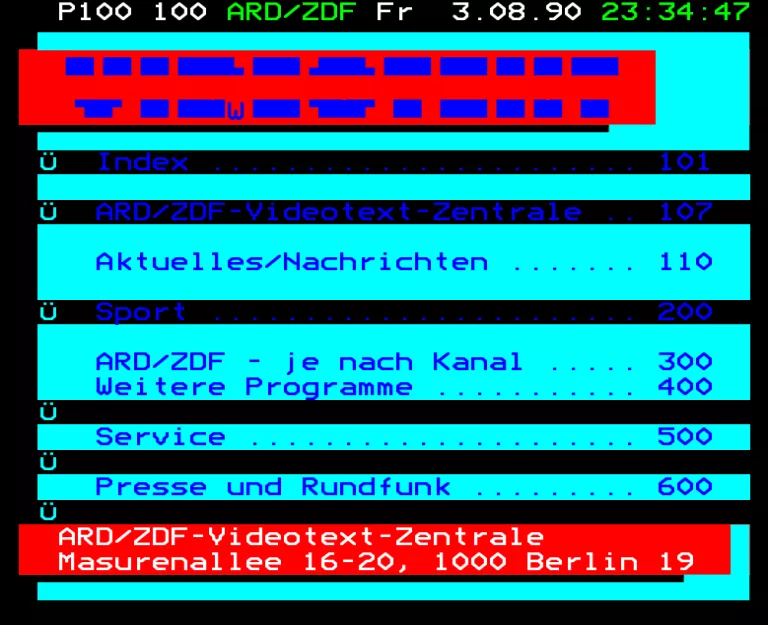 ZDF from Friday 3rd August 1990