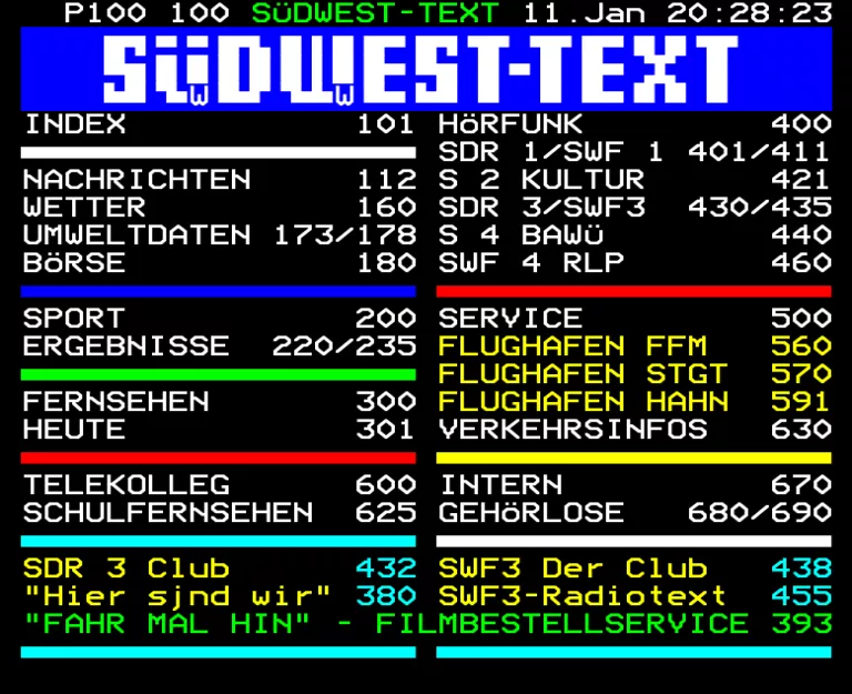 Südwest 3 from Saturday 11th January 1997