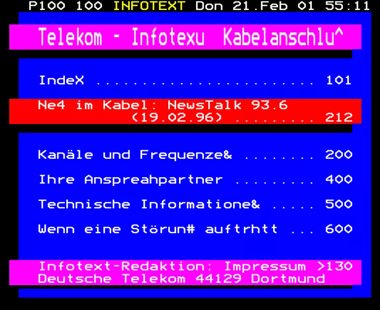 Kabel 1 from Wednesday 21st February 1996