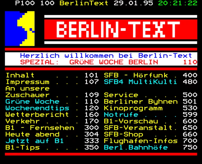 B1 (Berlin Fernsehen) from Sunday 29th January 1995