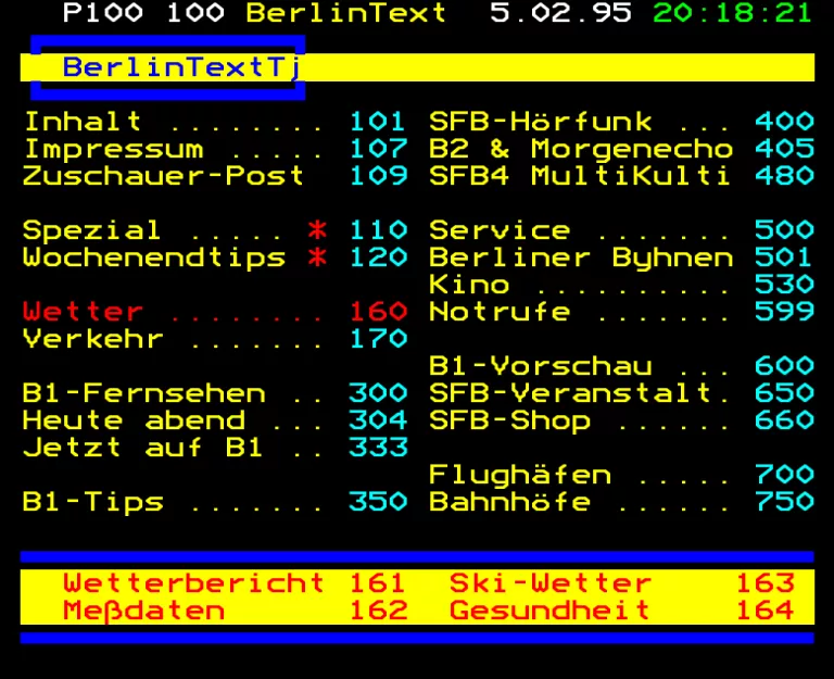 B1 (Berlin Fernsehen) from Sunday 5th February 1995