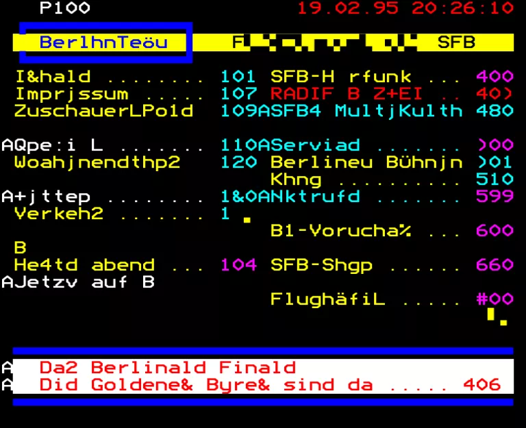 B1 (Berlin Fernsehen) from Sunday 19th February 1995
