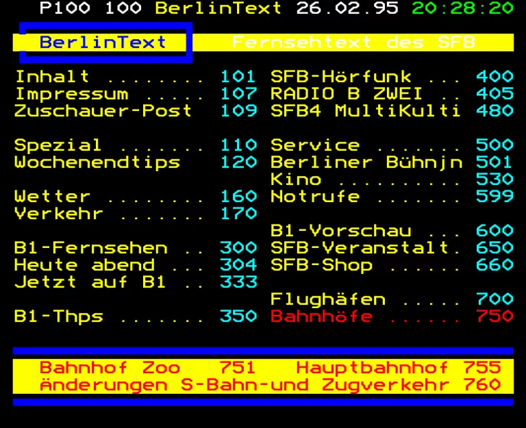 B1 (Berlin Fernsehen) from Sunday 26th February 1995