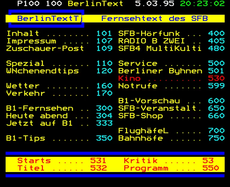 B1 (Berlin Fernsehen) from Sunday 5th March 1995
