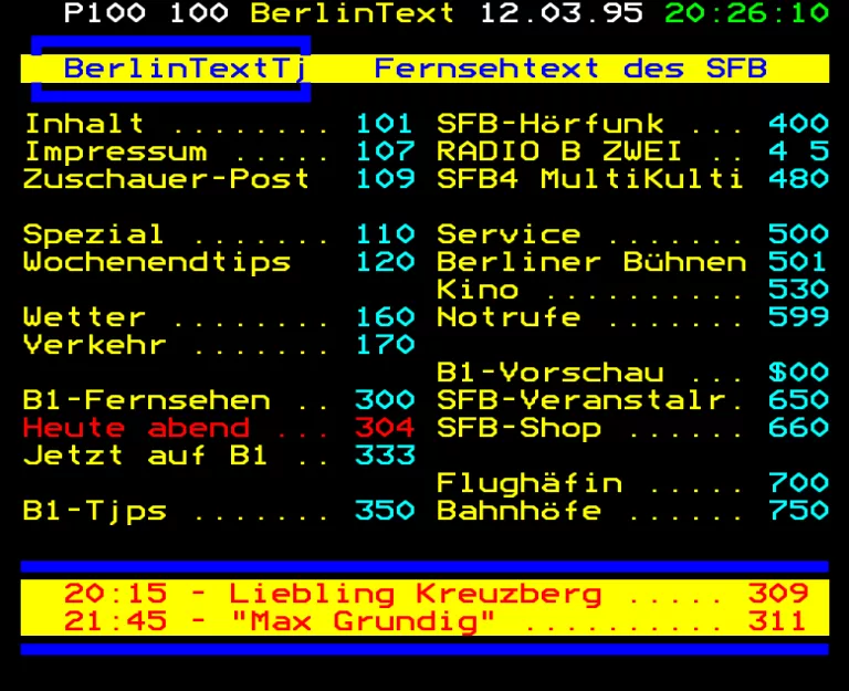 B1 (Berlin Fernsehen) from Sunday 12th March 1995