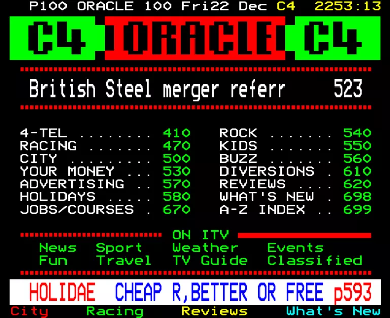 Channel Four from Friday 22nd December 1989