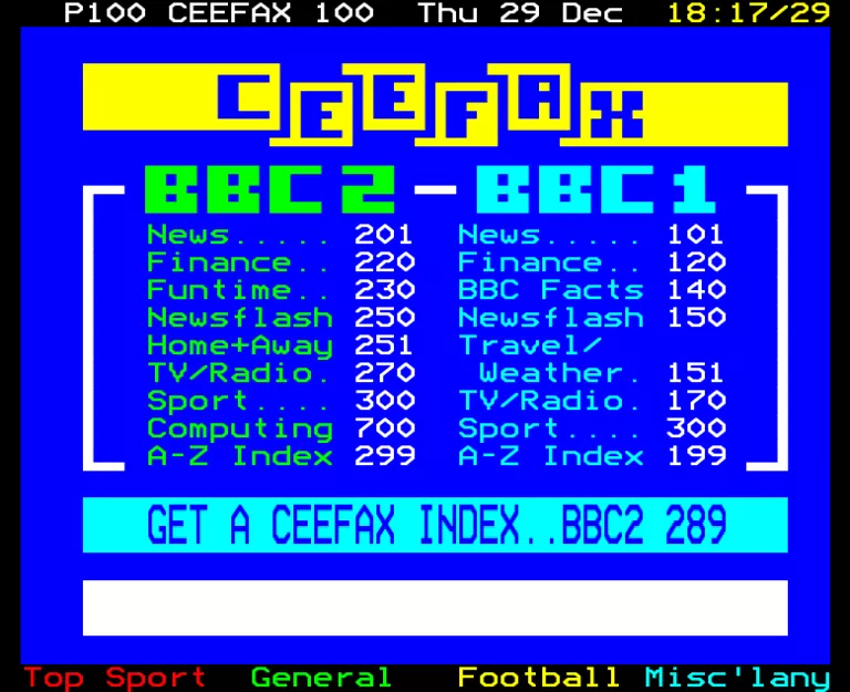 BBC2 from Thursday 29th December 1988