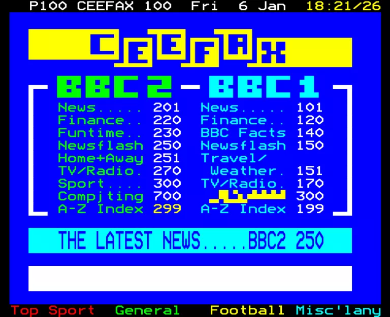 BBC2 from Friday 6th January 1989