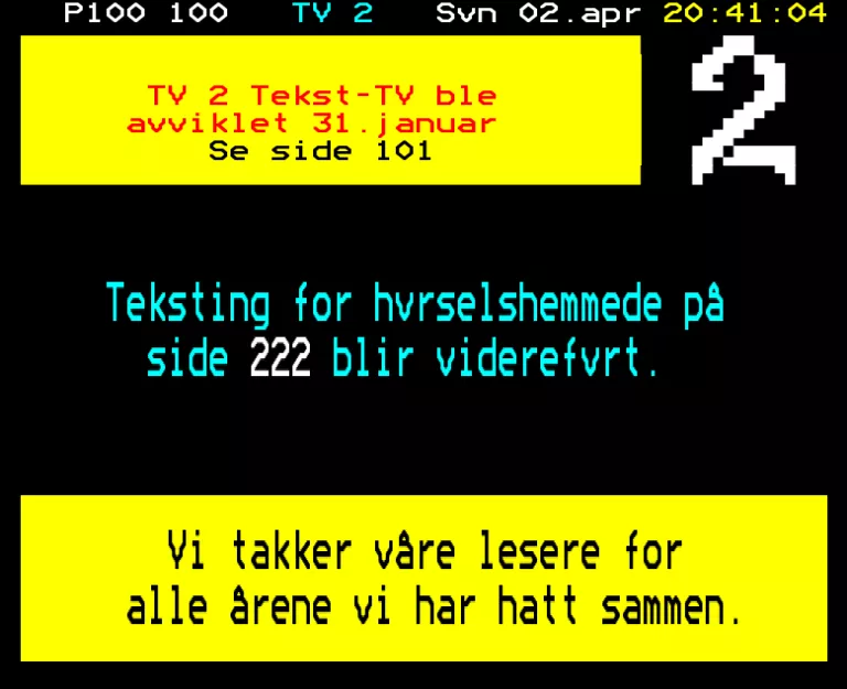 TV2 Norge from Sunday 2nd April 2017