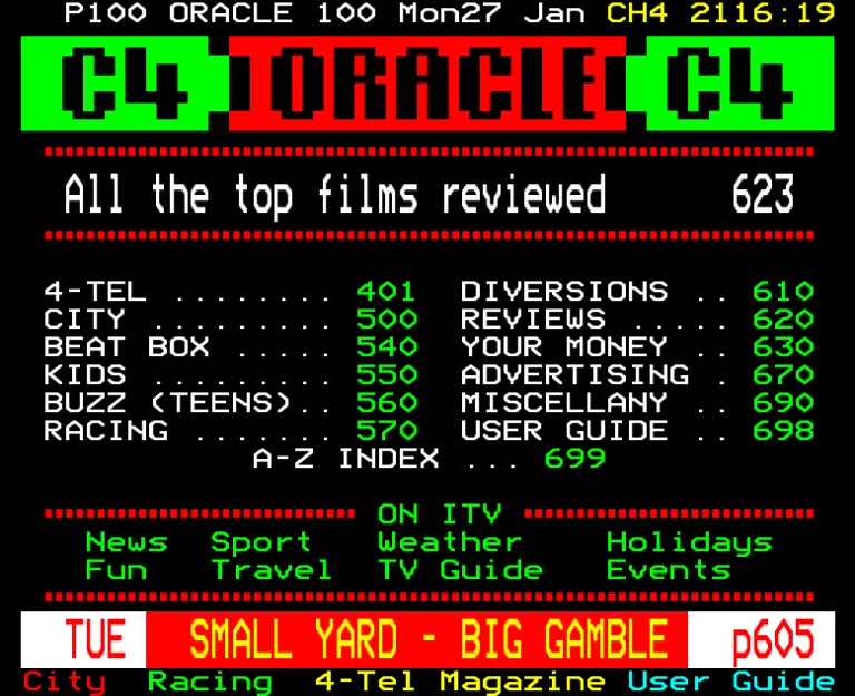 Channel Four from Monday 27th January 1992