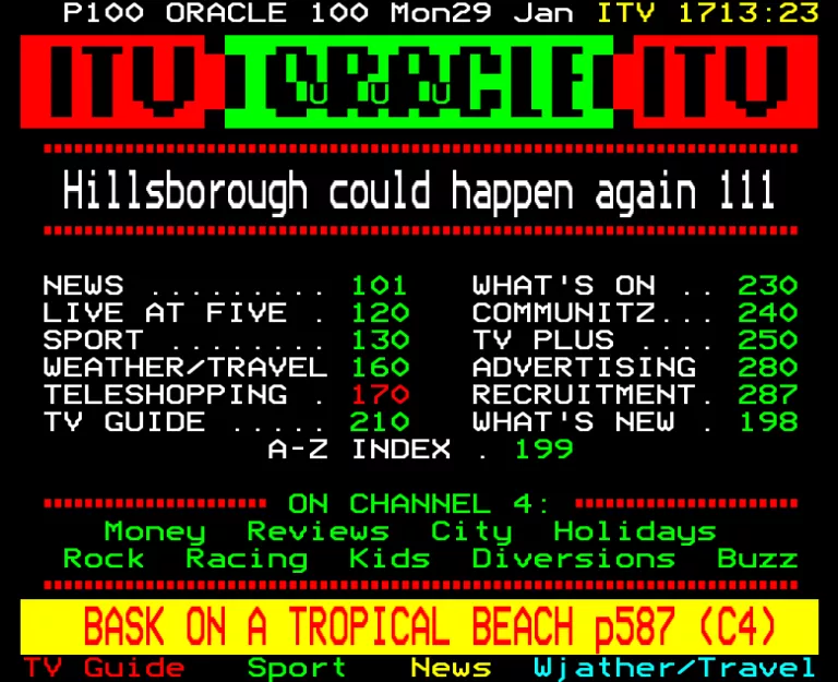 Central from Monday 29th January 1990